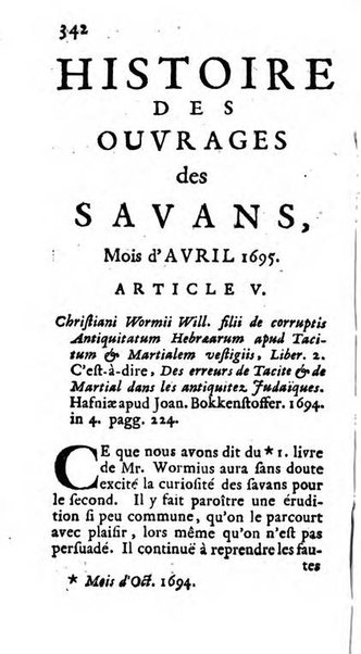 Histoire des ouvrages des sçavans