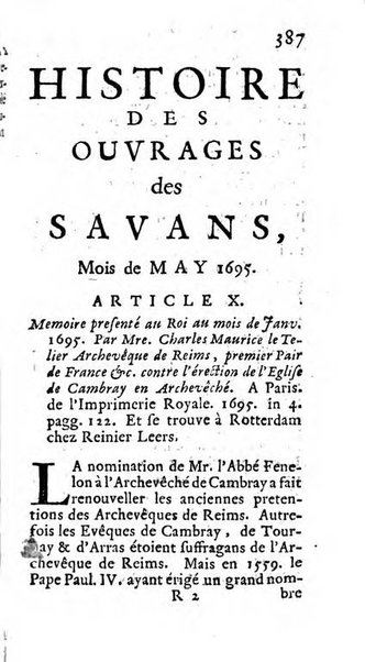 Histoire des ouvrages des sçavans