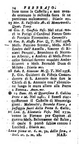 Nuovo lunario istorico... per uso della Toscana