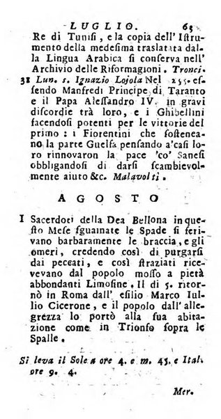 Nuovo lunario istorico... per uso della Toscana