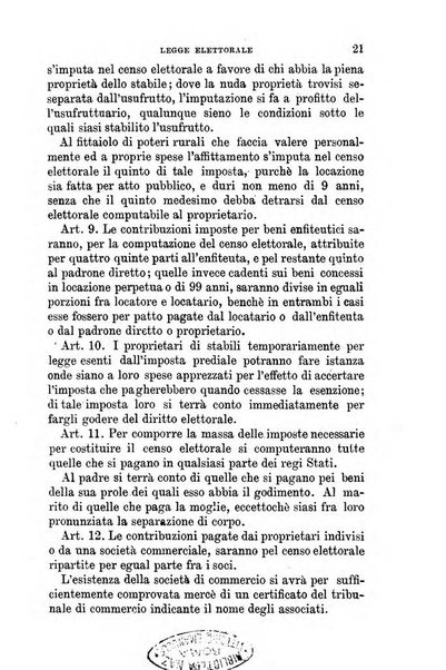 Manuale ad uso dei senatori del Regno e dei deputati contenente lo Statuto e i plebisciti, la legge elettorale, i regolamenti delle due Camere, le principali leggi organiche dllo Stato, gli elenchi dei senatori del Regno, dei deputati e dei ministeri succedutisi durante la ... legislazione