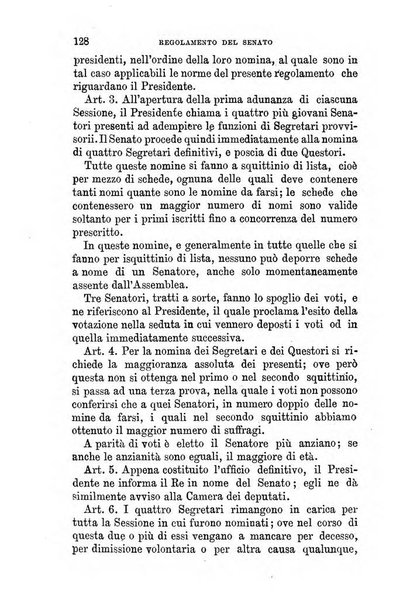 Manuale ad uso dei senatori del Regno e dei deputati contenente lo Statuto e i plebisciti, la legge elettorale, i regolamenti delle due Camere, le principali leggi organiche dllo Stato, gli elenchi dei senatori del Regno, dei deputati e dei ministeri succedutisi durante la ... legislazione