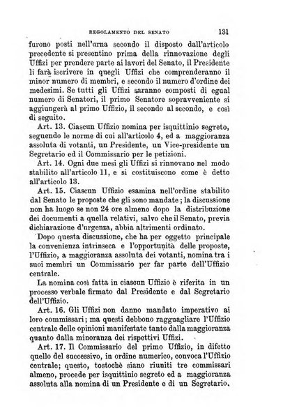 Manuale ad uso dei senatori del Regno e dei deputati contenente lo Statuto e i plebisciti, la legge elettorale, i regolamenti delle due Camere, le principali leggi organiche dllo Stato, gli elenchi dei senatori del Regno, dei deputati e dei ministeri succedutisi durante la ... legislazione