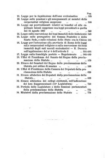 Manuale ad uso dei senatori del Regno e dei deputati contenente lo Statuto e i plebisciti, la legge elettorale, i regolamenti delle due Camere, le principali leggi organiche dllo Stato, gli elenchi dei senatori del Regno, dei deputati e dei ministeri succedutisi durante la ... legislazione