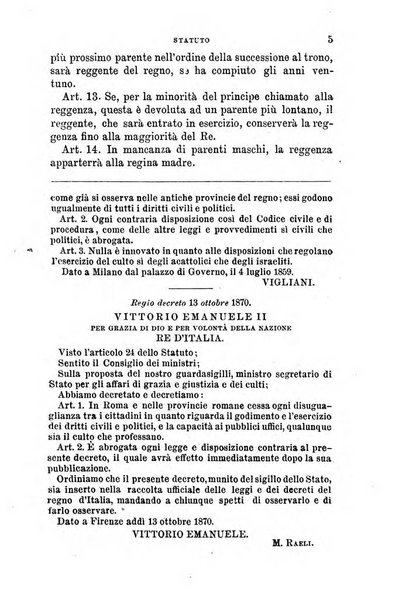 Manuale ad uso dei senatori del Regno e dei deputati contenente lo Statuto e i plebisciti, la legge elettorale, i regolamenti delle due Camere, le principali leggi organiche dllo Stato, gli elenchi dei senatori del Regno, dei deputati e dei ministeri succedutisi durante la ... legislazione