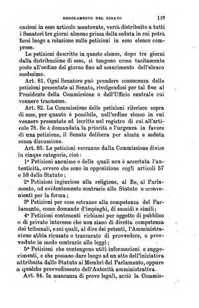 Manuale ad uso dei senatori del Regno e dei deputati contenente lo Statuto e i plebisciti, la legge elettorale, i regolamenti delle due Camere, le principali leggi organiche dllo Stato, gli elenchi dei senatori del Regno, dei deputati e dei ministeri succedutisi durante la ... legislazione