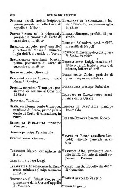 Manuale ad uso dei senatori del Regno e dei deputati contenente lo Statuto e i plebisciti, la legge elettorale, i regolamenti delle due Camere, le principali leggi organiche dllo Stato, gli elenchi dei senatori del Regno, dei deputati e dei ministeri succedutisi durante la ... legislazione