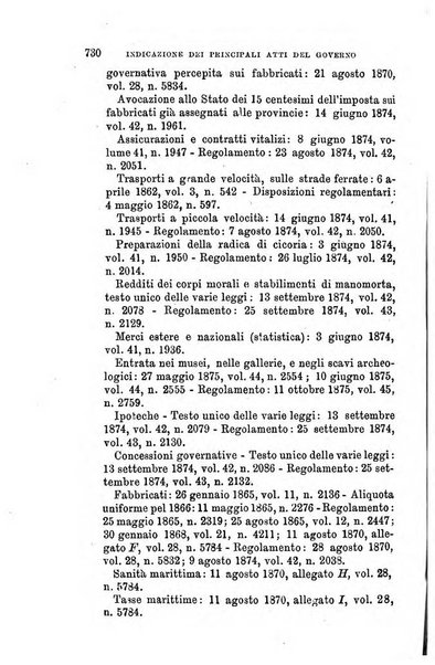 Manuale ad uso dei senatori del Regno e dei deputati contenente lo Statuto e i plebisciti, la legge elettorale, i regolamenti delle due Camere, le principali leggi organiche dllo Stato, gli elenchi dei senatori del Regno, dei deputati e dei ministeri succedutisi durante la ... legislazione