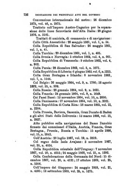 Manuale ad uso dei senatori del Regno e dei deputati contenente lo Statuto e i plebisciti, la legge elettorale, i regolamenti delle due Camere, le principali leggi organiche dllo Stato, gli elenchi dei senatori del Regno, dei deputati e dei ministeri succedutisi durante la ... legislazione