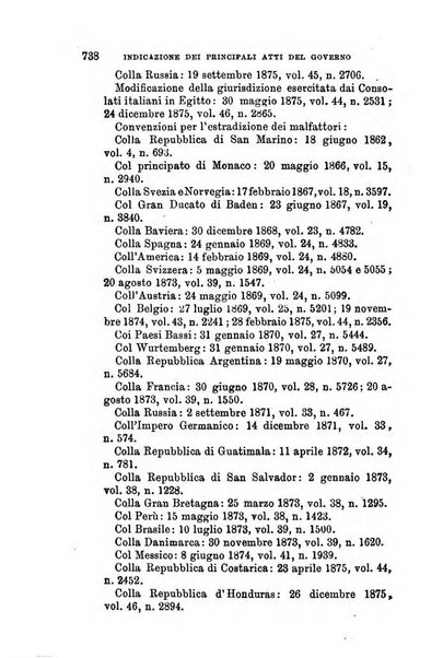 Manuale ad uso dei senatori del Regno e dei deputati contenente lo Statuto e i plebisciti, la legge elettorale, i regolamenti delle due Camere, le principali leggi organiche dllo Stato, gli elenchi dei senatori del Regno, dei deputati e dei ministeri succedutisi durante la ... legislazione