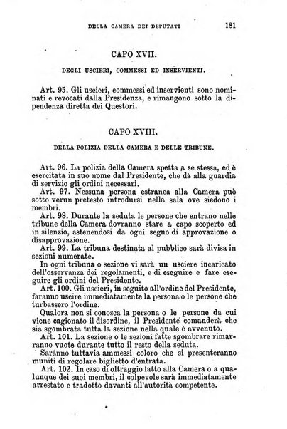 Manuale ad uso dei senatori del Regno e dei deputati contenente lo Statuto e i plebisciti, la legge elettorale, i regolamenti delle due Camere, le principali leggi organiche dllo Stato, gli elenchi dei senatori del Regno, dei deputati e dei ministeri succedutisi durante la ... legislazione