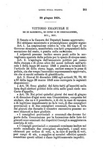 Manuale ad uso dei senatori del Regno e dei deputati contenente lo Statuto e i plebisciti, la legge elettorale, i regolamenti delle due Camere, le principali leggi organiche dllo Stato, gli elenchi dei senatori del Regno, dei deputati e dei ministeri succedutisi durante la ... legislazione