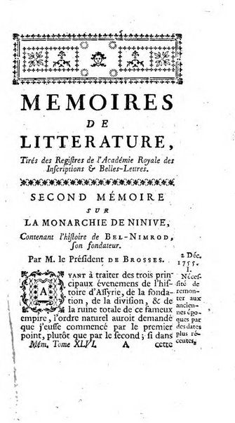 Académie Royale des Inscriptions et Belles Lettres. Mémoires..