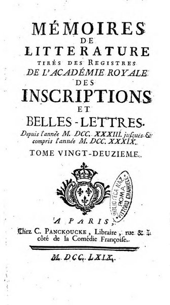 Académie Royale des Inscriptions et Belles Lettres. Mémoires..