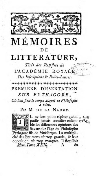 Académie Royale des Inscriptions et Belles Lettres. Mémoires..