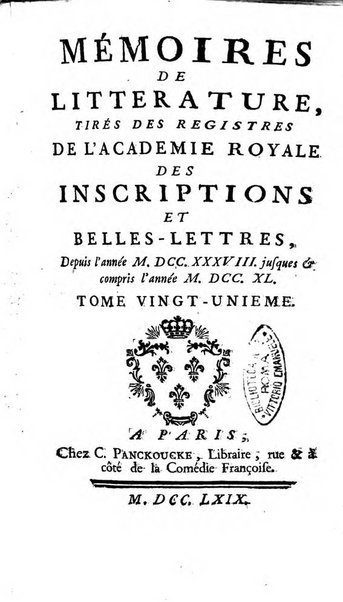 Académie Royale des Inscriptions et Belles Lettres. Mémoires..