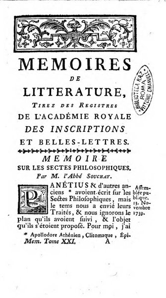 Académie Royale des Inscriptions et Belles Lettres. Mémoires..