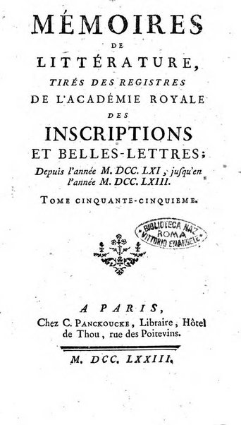 Académie Royale des Inscriptions et Belles Lettres. Mémoires..