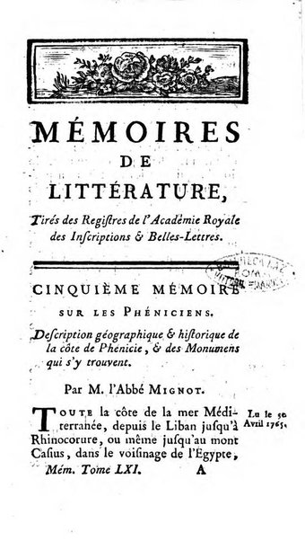 Académie Royale des Inscriptions et Belles Lettres. Mémoires..