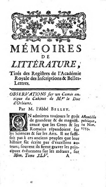 Académie Royale des Inscriptions et Belles Lettres. Mémoires..