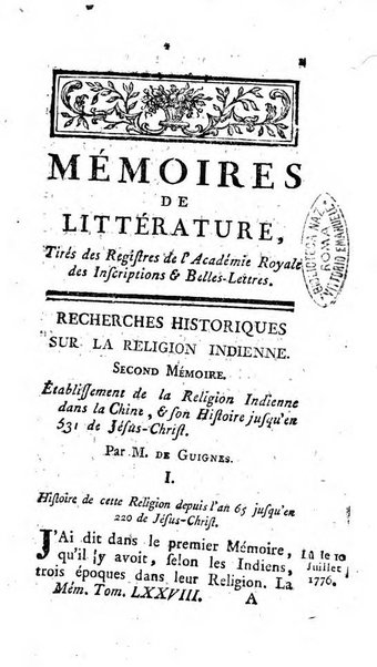 Académie Royale des Inscriptions et Belles Lettres. Mémoires..