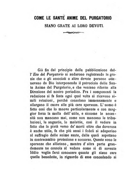 L'eco del Purgatorio pubblicazione mensuale indirizzata al suffragio de' fedeli defunti