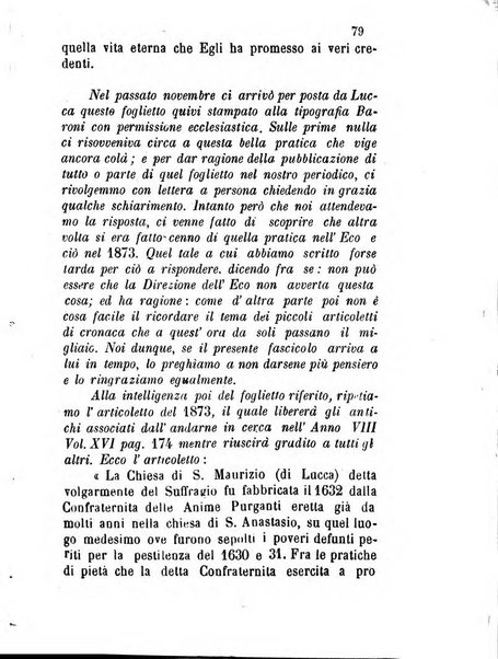 L'eco del Purgatorio pubblicazione mensuale indirizzata al suffragio de' fedeli defunti