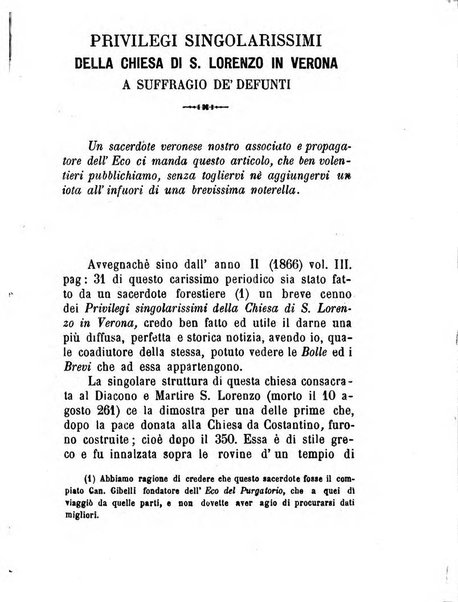 L'eco del Purgatorio pubblicazione mensuale indirizzata al suffragio de' fedeli defunti