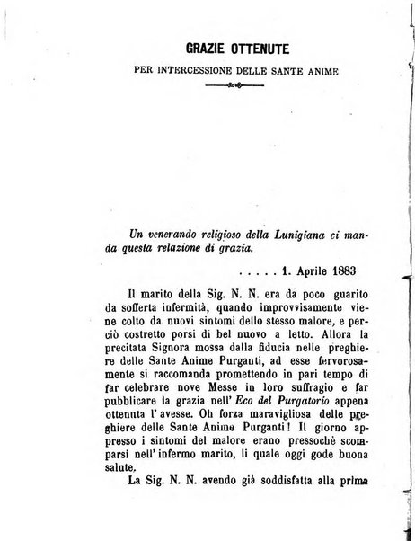 L'eco del Purgatorio pubblicazione mensuale indirizzata al suffragio de' fedeli defunti