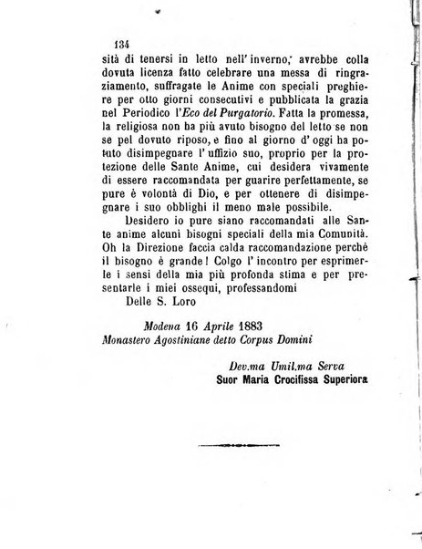 L'eco del Purgatorio pubblicazione mensuale indirizzata al suffragio de' fedeli defunti