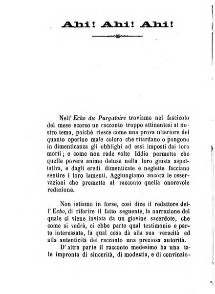 L'eco del Purgatorio pubblicazione mensuale indirizzata al suffragio de' fedeli defunti