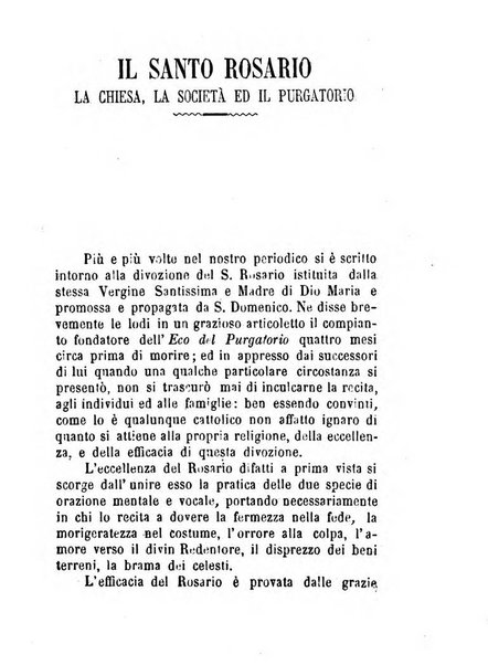 L'eco del Purgatorio pubblicazione mensuale indirizzata al suffragio de' fedeli defunti