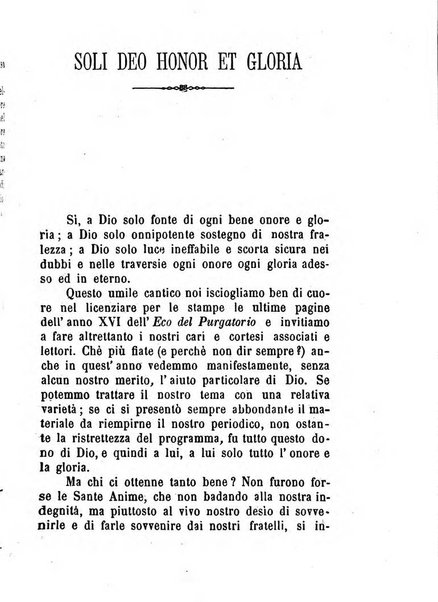 L'eco del Purgatorio pubblicazione mensuale indirizzata al suffragio de' fedeli defunti