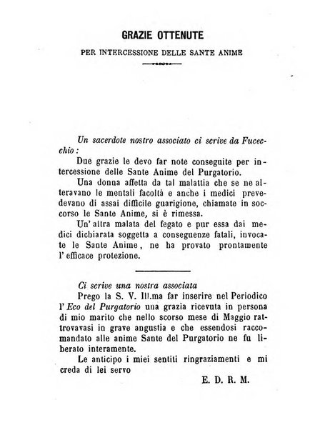 L'eco del Purgatorio pubblicazione mensuale indirizzata al suffragio de' fedeli defunti