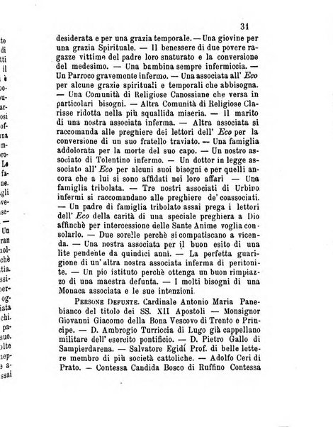 L'eco del Purgatorio pubblicazione mensuale indirizzata al suffragio de' fedeli defunti