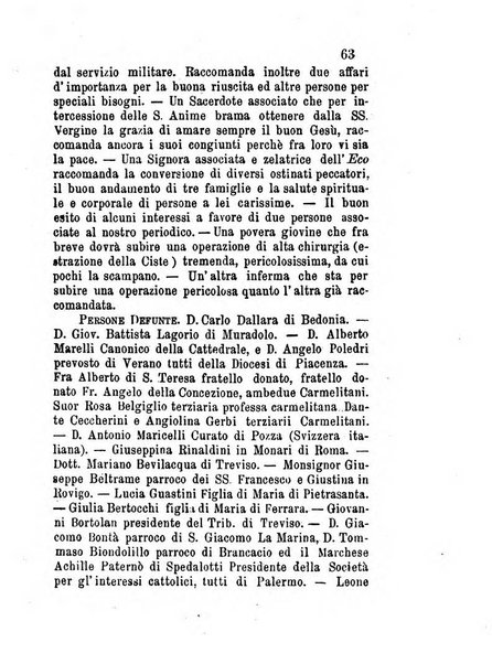 L'eco del Purgatorio pubblicazione mensuale indirizzata al suffragio de' fedeli defunti