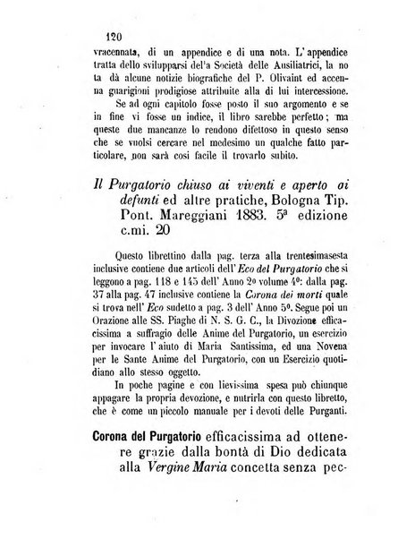 L'eco del Purgatorio pubblicazione mensuale indirizzata al suffragio de' fedeli defunti