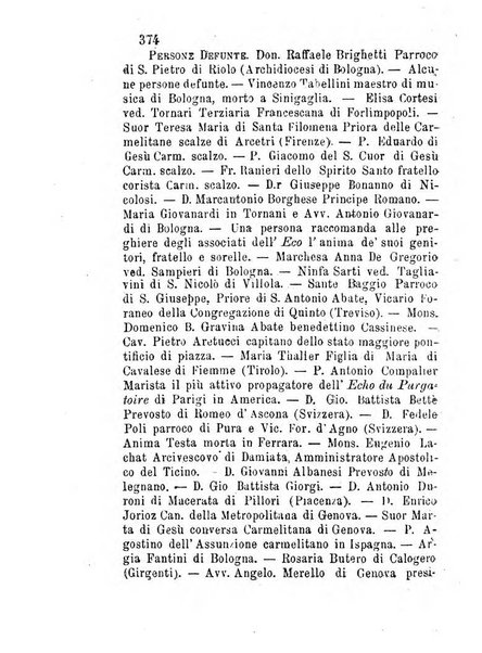 L'eco del Purgatorio pubblicazione mensuale indirizzata al suffragio de' fedeli defunti