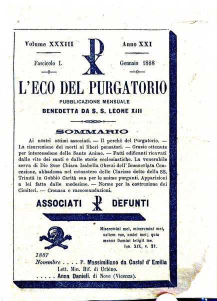 L'eco del Purgatorio pubblicazione mensuale indirizzata al suffragio de' fedeli defunti