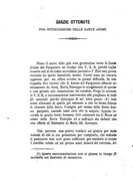 L'eco del Purgatorio pubblicazione mensuale indirizzata al suffragio de' fedeli defunti