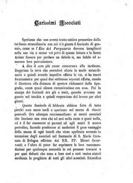 L'eco del Purgatorio pubblicazione mensuale indirizzata al suffragio de' fedeli defunti