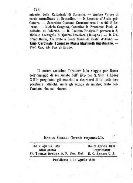 L'eco del Purgatorio pubblicazione mensuale indirizzata al suffragio de' fedeli defunti