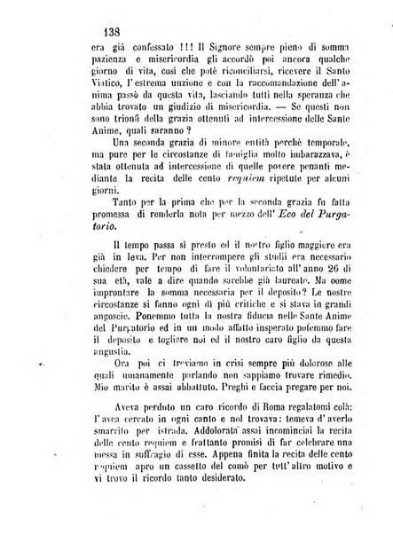 L'eco del Purgatorio pubblicazione mensuale indirizzata al suffragio de' fedeli defunti