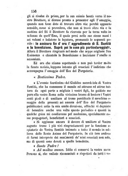 L'eco del Purgatorio pubblicazione mensuale indirizzata al suffragio de' fedeli defunti