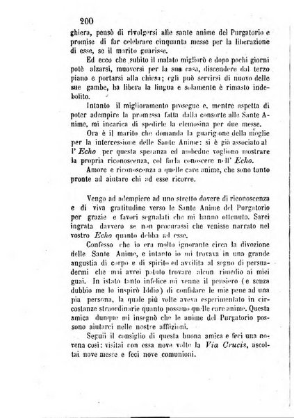 L'eco del Purgatorio pubblicazione mensuale indirizzata al suffragio de' fedeli defunti