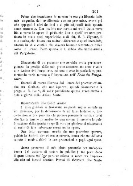 L'eco del Purgatorio pubblicazione mensuale indirizzata al suffragio de' fedeli defunti