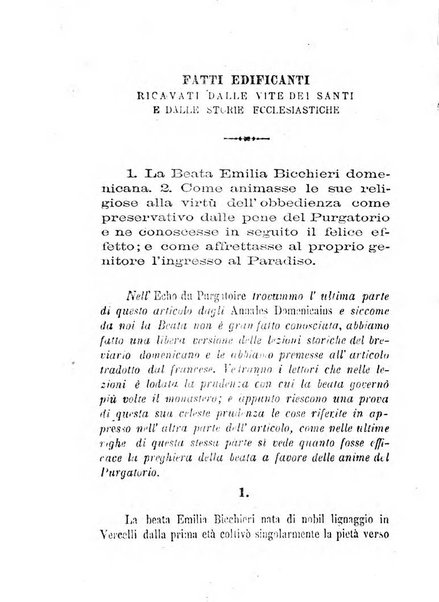 L'eco del Purgatorio pubblicazione mensuale indirizzata al suffragio de' fedeli defunti