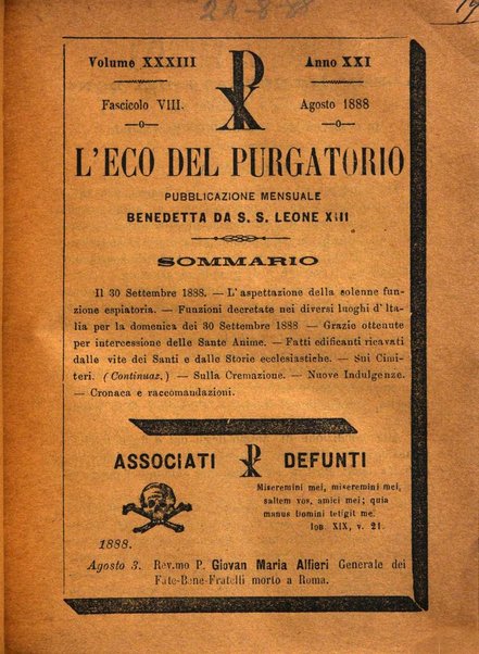 L'eco del Purgatorio pubblicazione mensuale indirizzata al suffragio de' fedeli defunti