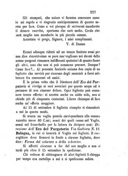 L'eco del Purgatorio pubblicazione mensuale indirizzata al suffragio de' fedeli defunti