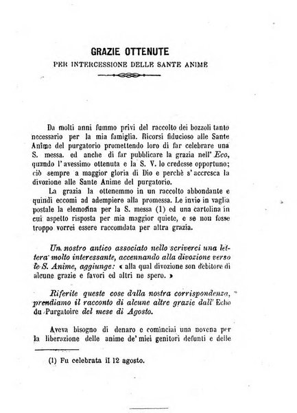 L'eco del Purgatorio pubblicazione mensuale indirizzata al suffragio de' fedeli defunti